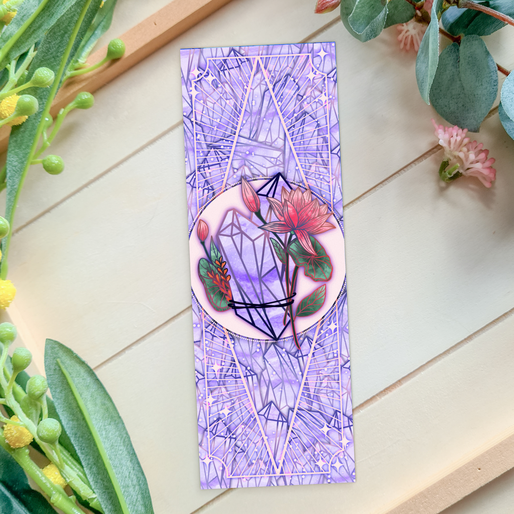 Amethyst with Lotus flower - Pisces Birthstone - Bookmark bonesandgardens