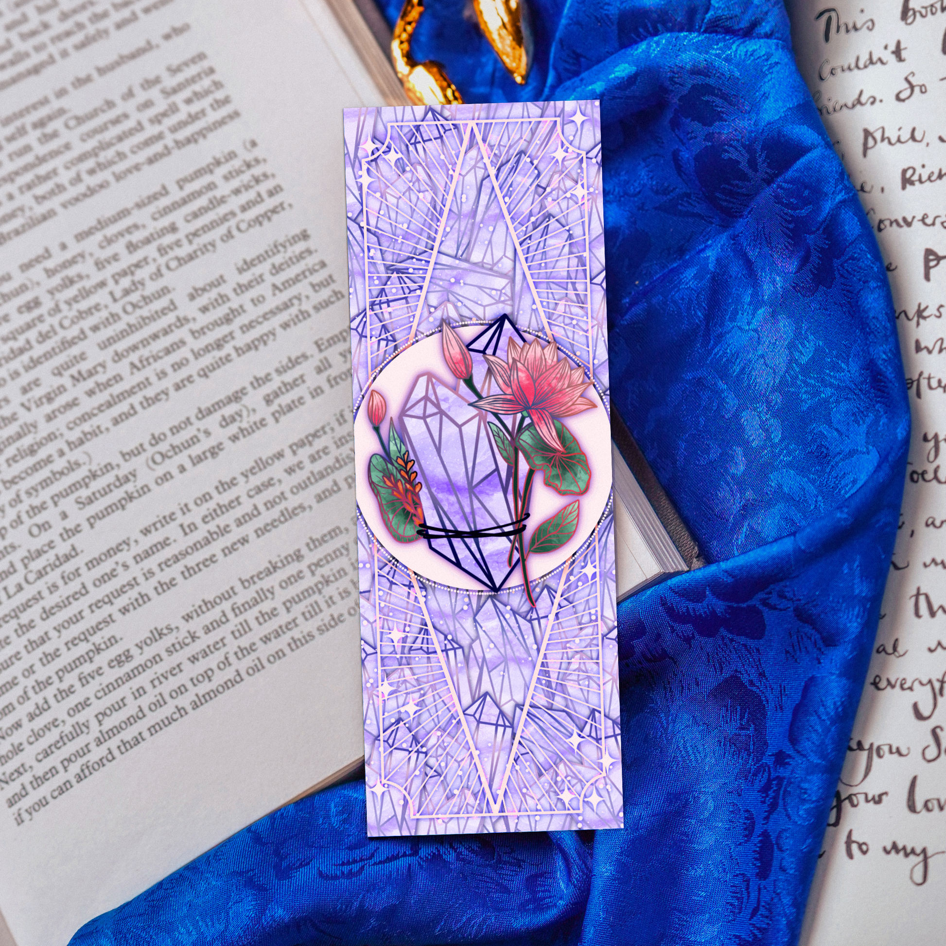 Amethyst with Lotus flower - Pisces Birthstone - Bookmark bonesandgardens