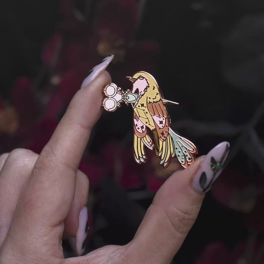Pastel Goth Bird Scissors - Enamel Pin
