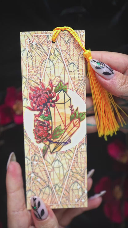 Topaz stone with Chrysanthemum - Scorpio Birthstone Bookmark