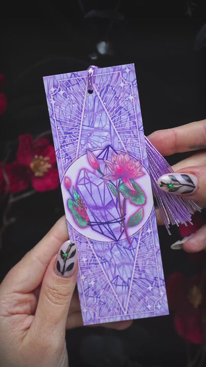 Amethyst with Lotus flower - Pisces Birthstone - Bookmark