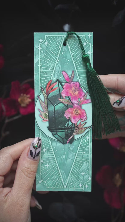 Emerald with Lilies - Cancer Birthstone - Bookmark