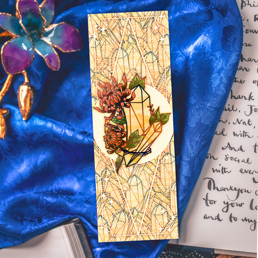 Topaz stone with Chrysanthemum - Scorpio Birthstone Bookmark bonesandgardens