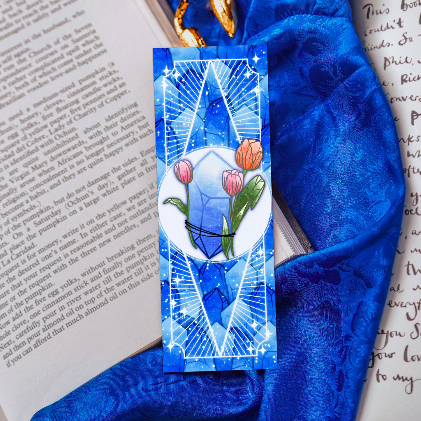 Diamond stone with Tulips - Aries Birthstone - Bookmark bonesandgardens