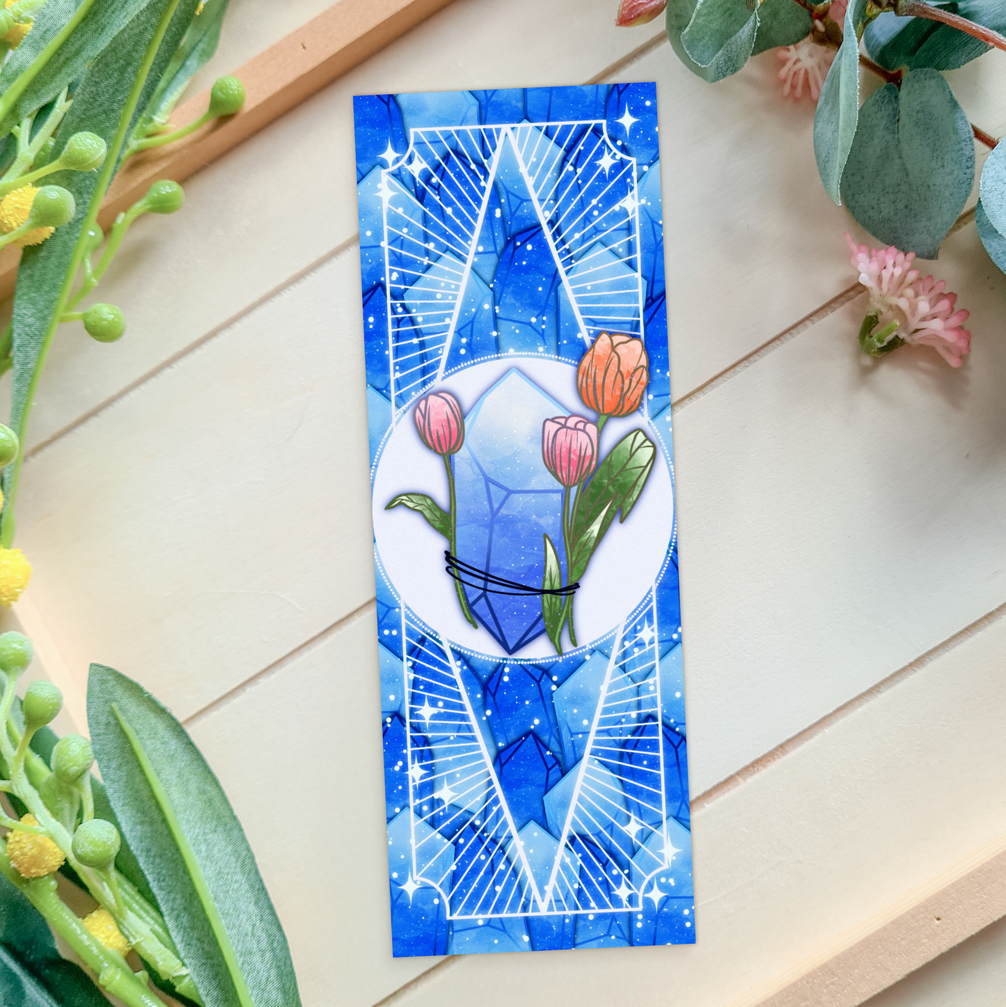 Diamond stone with Tulips - Aries Birthstone - Bookmark bonesandgardens
