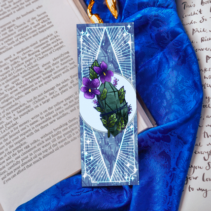 Jade stone with Violets - Virgo Birthstone Bookmark bonesandgardens