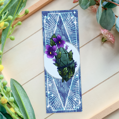 Jade stone with Violets - Virgo Birthstone Bookmark bonesandgardens