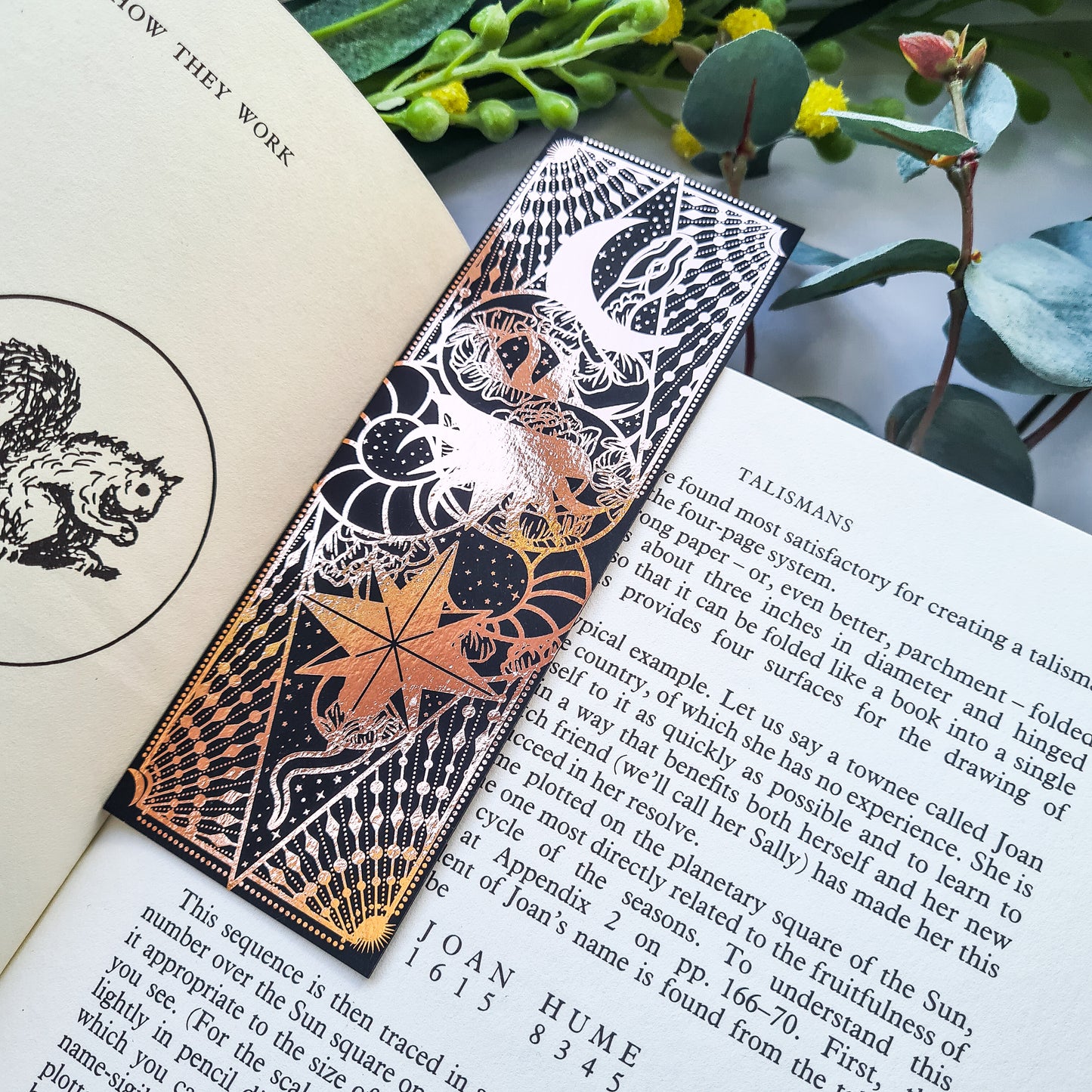 Snake Moon Star and Sun Gold Bookmark