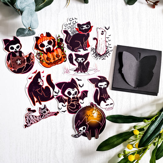 Halloween spooky cat sticker bundle