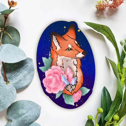 Celestial Fox with flower and crystal