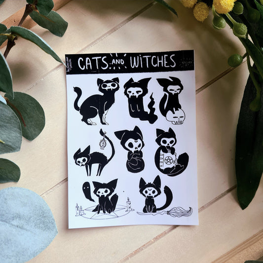 Black Cat Skull Sticker Planner Sheet