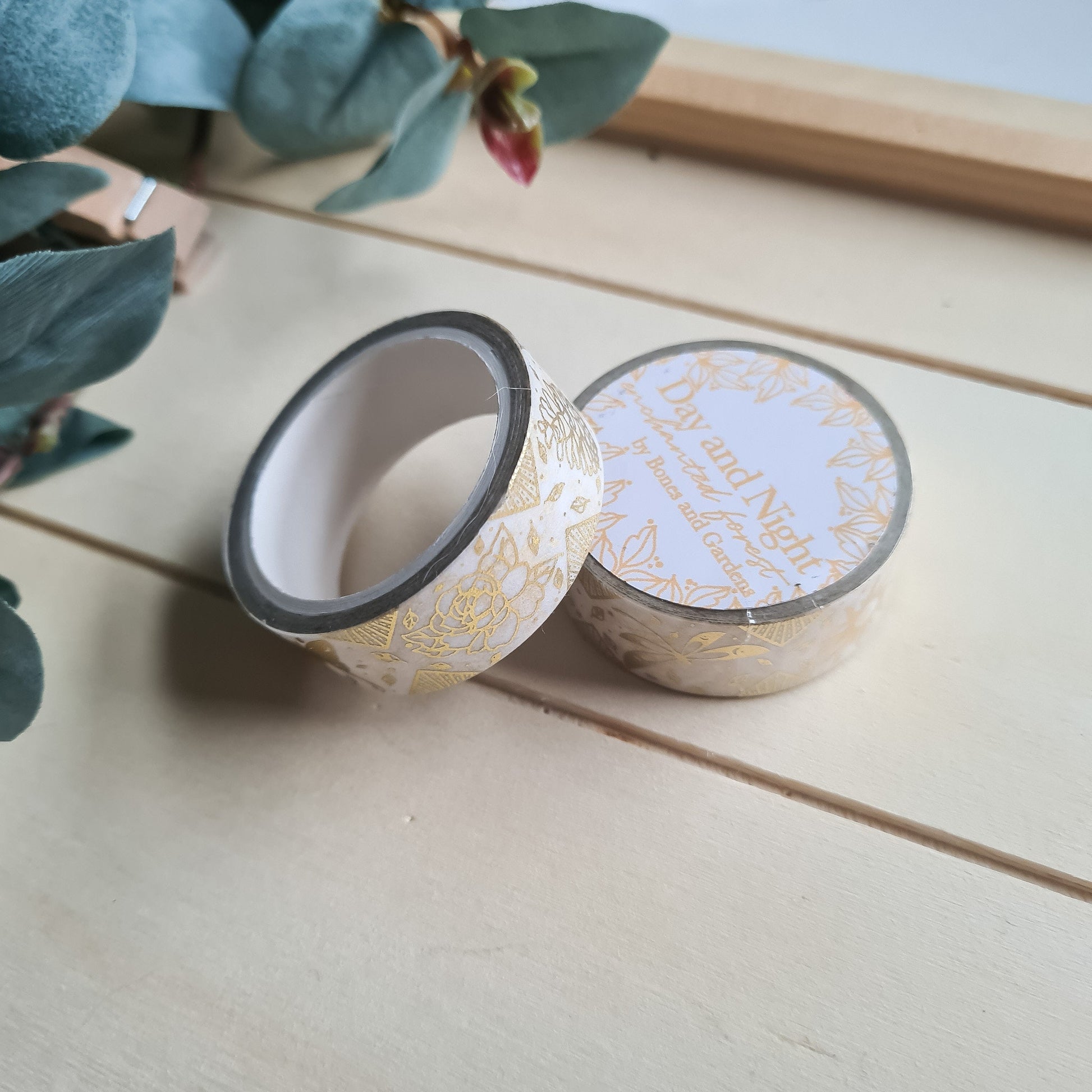 White and Gold Foil Scattered Dots Decorative Washi Tape 15mm x 10m 