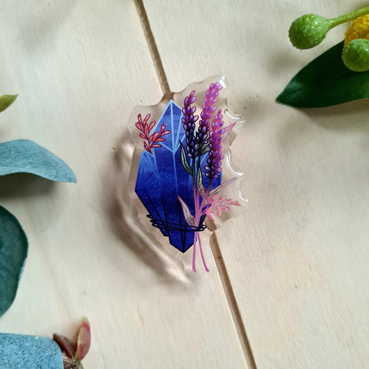 Blue Lavender Crystal Acrylic Pin